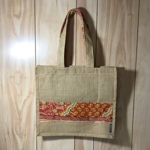Freeset Burlap Wide Handle Large Tote Bag